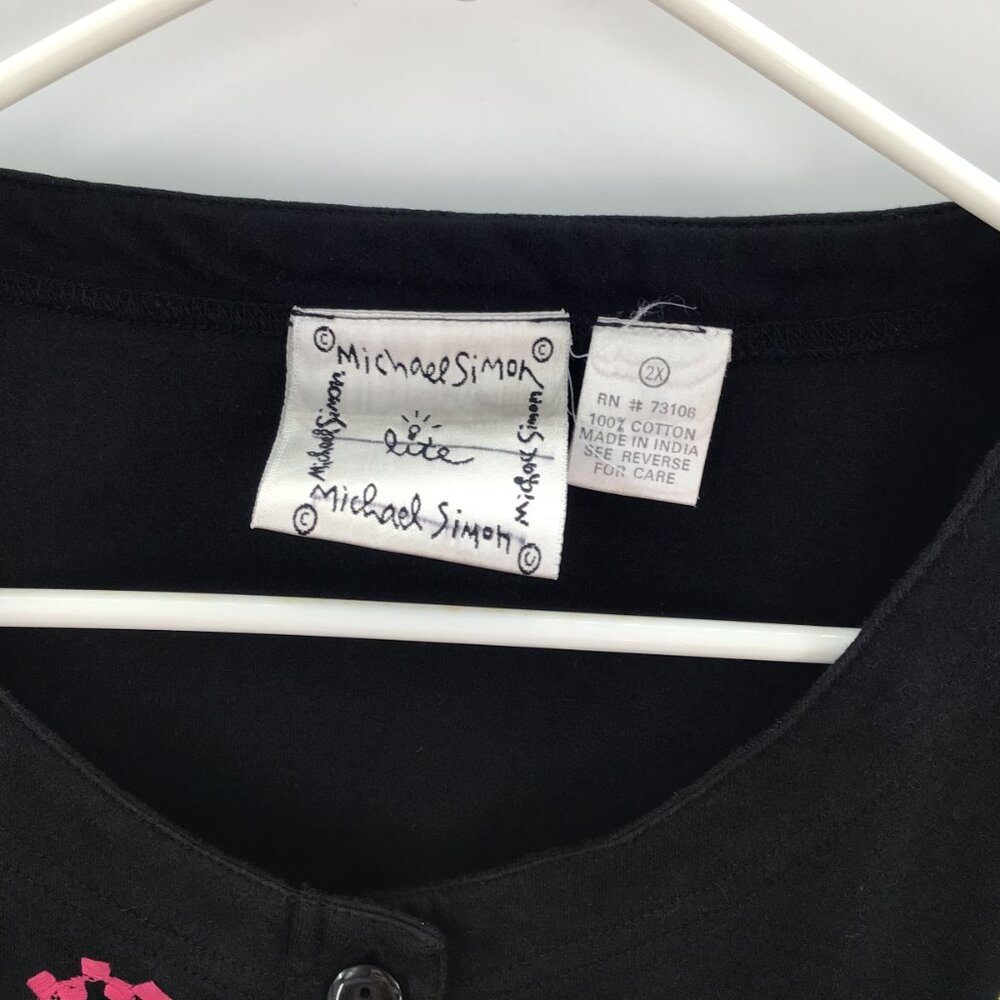 Vintage 2X Michael Simon Lite Y2K Cardigan Top Embroidered Beaded Textile Art - Picture 12 of 12